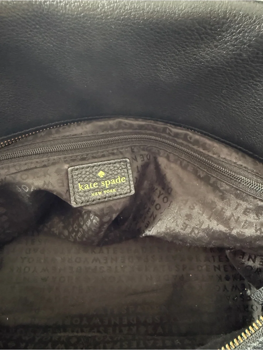 kate spade Black Leather Zip-Front Top Handle Satchel
